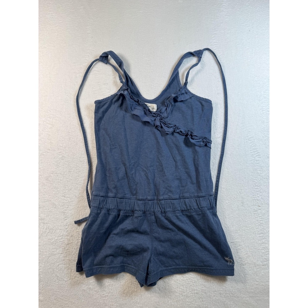 Abercrombie & Fitch Romper‎ Womens Small Blue Jersey Ruffle Elastic Waist Casual